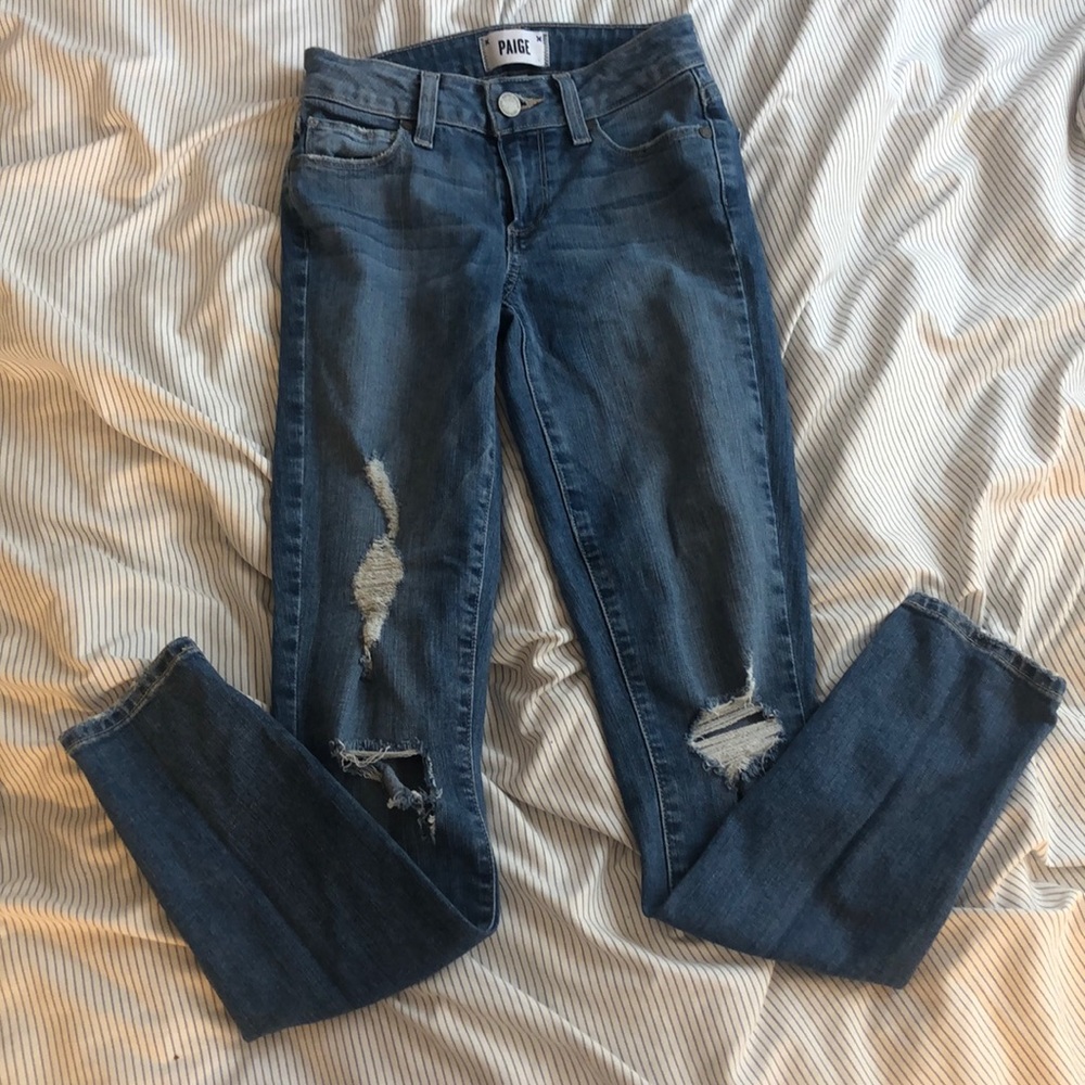 Paige verdugo ankle medium distressed skinny jeans